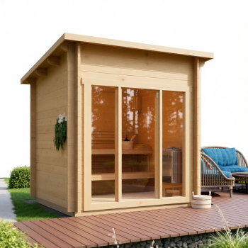 Gartensauna mit Glasfront